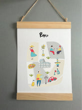 Wall Poster A4 Wooden Hanging Frame - Map of Rome