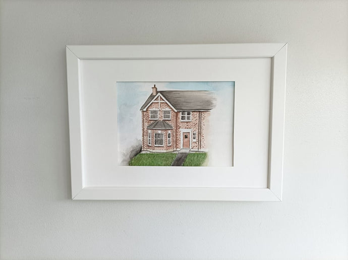 Watercolour Home Portrait, New house Traditional Illustration Painting