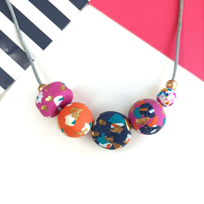 Chunky Polymer Clay Beaded Statement piece Necklace