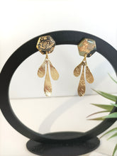 Induere Statement Polymer Clay Dangle Drop Earrings | Roisin | Black Pastel & Gold | Hexagon stud with gold coloured accents #024