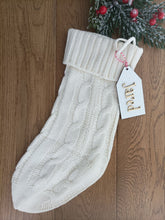 knitted stocking festive. Personalised wooden gift tag for Christmas. Laser cut. Handmade in UK small personalised gift business. Keepsake gift