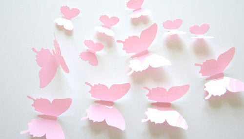 Pink 3D butterfly wall sticker wall decal - Fred And Bo