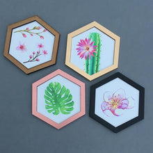Hexagon wall art tile- leaves mix - Fred And Bo