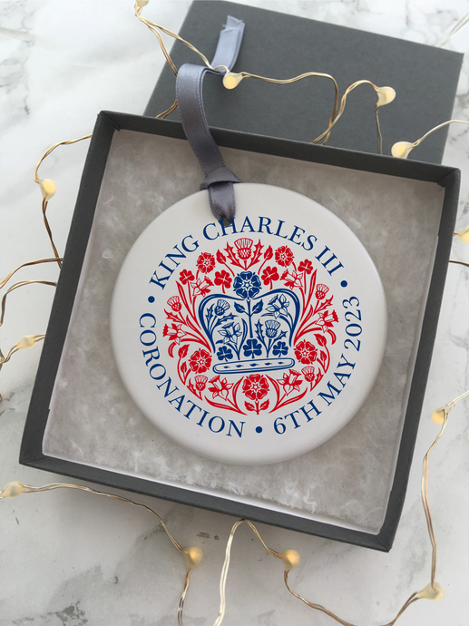 King Charles III Ceramic Bauble Hanging Decoration