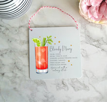 Bloody Mary - Cocktail Recipe -  Little Metal Hanging Plaque