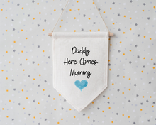 Pennant Hanging Banner Linen Flag- Daddy Here Comes The Bride - Wedding Sign