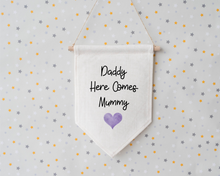 Pennant Hanging Banner Linen Flag- Daddy Here Comes The Bride - Wedding Sign