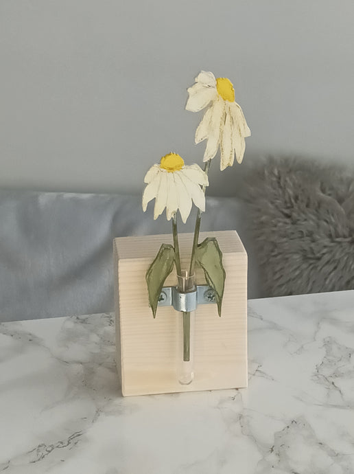 Laser Cut Wooden Daisy - Flower In A Test Tube - Birth Month Flower Gift