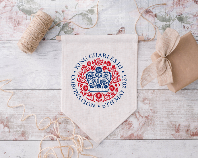 King Charles III Printed Hanging Banner Pennant Flag