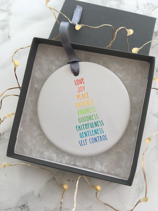 Fruits of the Holy Spirit- Confirmation - Religious Gift - Ceramic Hanging Decoration