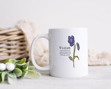 Birth Month Flower - February - Violet - Personalised Printed Ceramic Mug