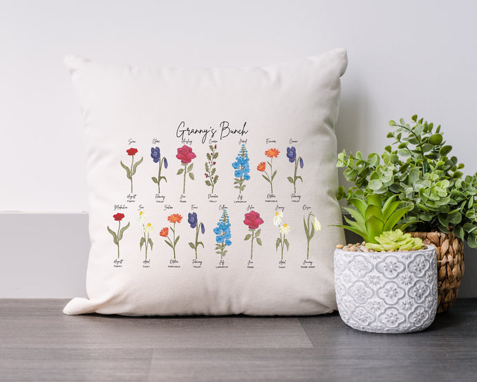Granny's Bunch Personalised Birth Month Printed Cushion