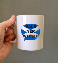 Scottish Flag Slang Haud Yer Weesht printed ceramic mug | Saltire - St Andrews Flag
