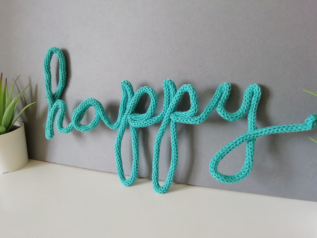 Happy Knitted Wire Word Handwritten Wall Art – Fred And Bo
