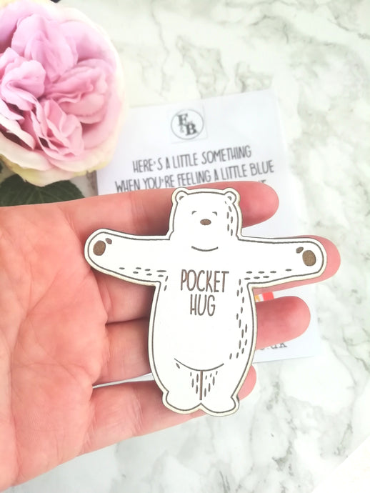 Pocket Hug - White bear on a card - Fred And Bo