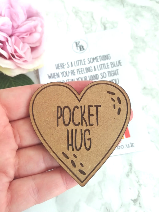 Pocket Hug - MDF heart on a card - Fred And Bo