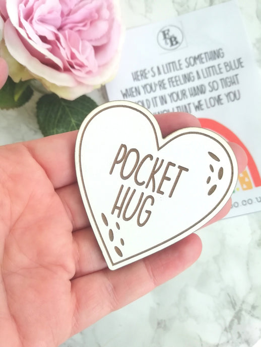 Pocket Hug - White heart on a card - Fred And Bo