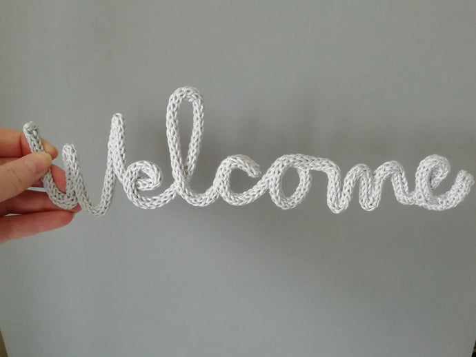 Welcome Knitted Wire Word Handwritten Wall Art