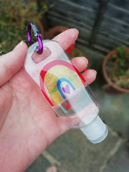 Personalised Hand Sanitiser Bottle 50ml - Bright Rainbow - Refill Bottle