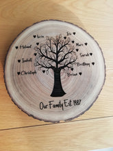 Family tree wood slice- engraved log slice- personalised family gift