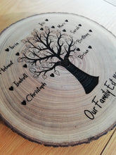 Family tree wood slice- engraved log slice- personalised family gift