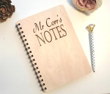 Personalised Engraved Wooden Notebook Journal - Teacher Gift