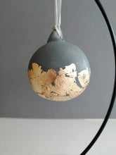 Grey Handpainted Christmas Bauble Decorations, Gold Leaf, Christmas Baubles, Christmas Decorations,