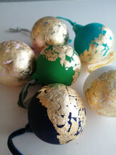 Turquoise Aqua Handpainted Christmas Bauble Decorations, Gold Leaf, Christmas Baubles, Christmas Decorations,