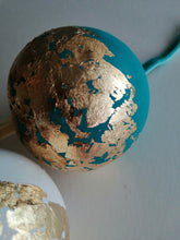 Turquoise Aqua Handpainted Christmas Bauble Decorations, Gold Leaf, Christmas Baubles, Christmas Decorations,