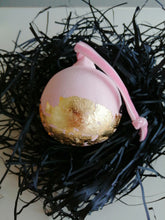 Baby pink Handpainted Christmas Bauble Decorations, Gold Leaf, Christmas Baubles, Christmas Decorations,