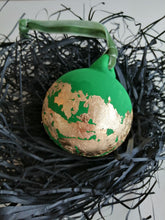Green Handpainted Christmas Bauble Decorations, Gold Leaf, Christmas Baubles, Christmas Decorations,