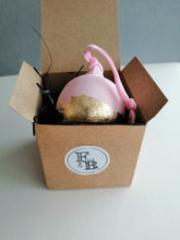 Baby pink Handpainted Christmas Bauble Decorations, Gold Leaf, Christmas Baubles, Christmas Decorations,