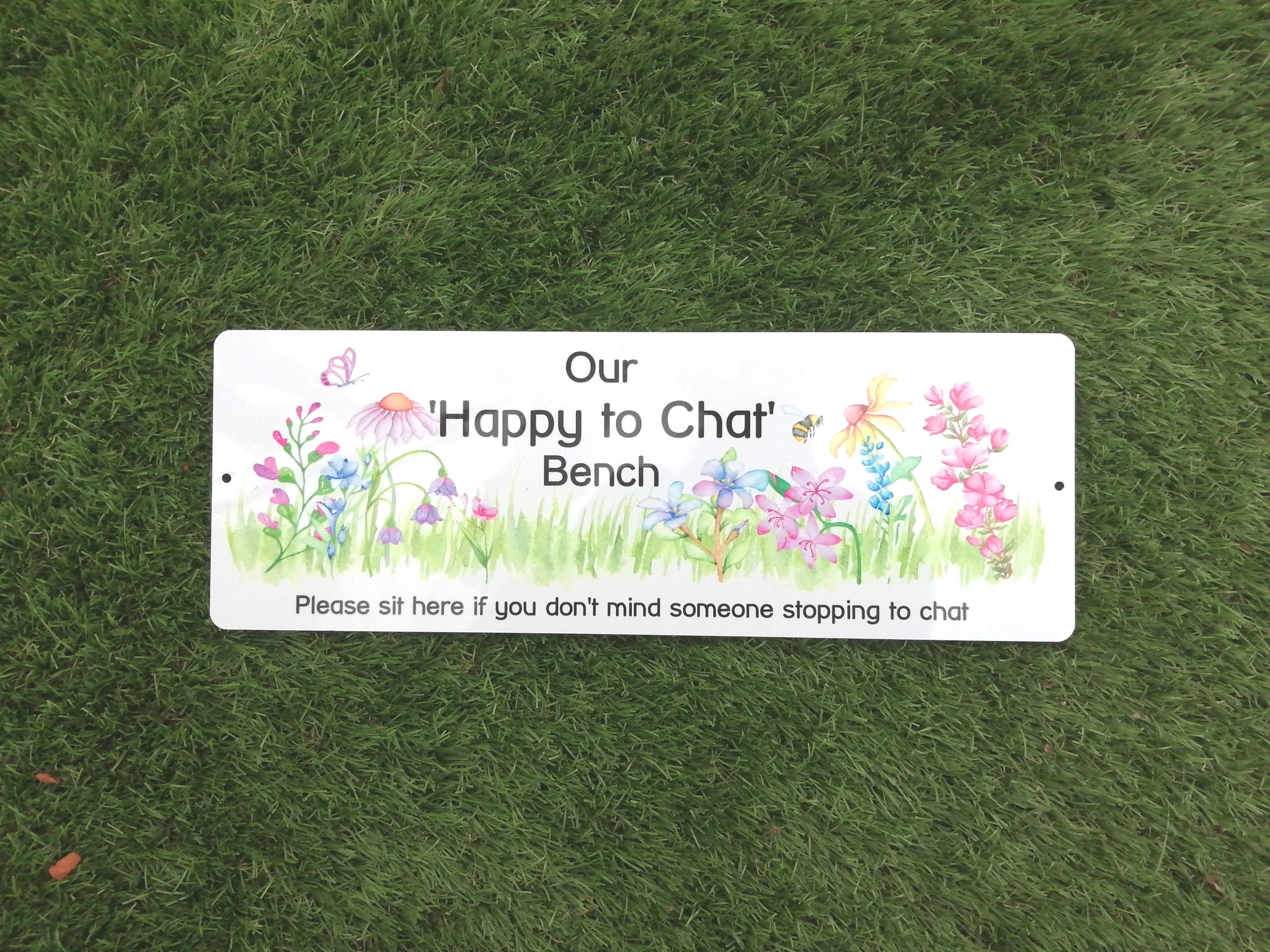 Chatting Bench- make a friend- bench plaque sign – Fred And Bo