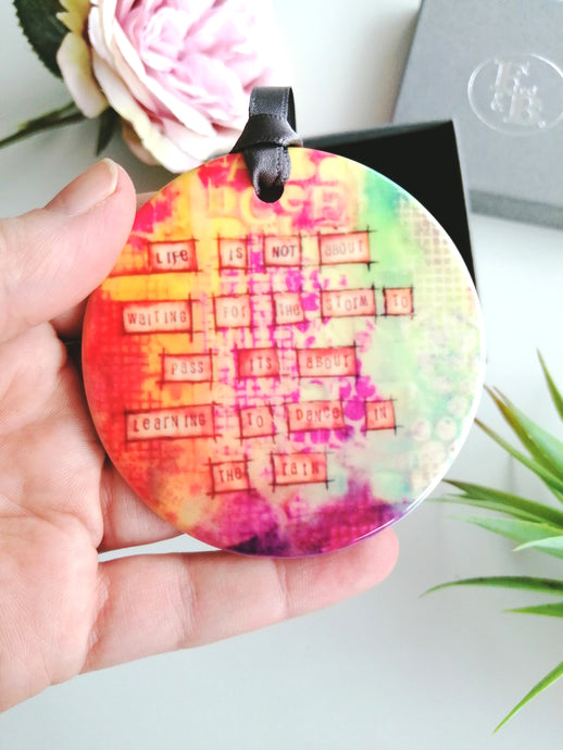 Waiting For The Storm To Pass- Ceramic Hanging Decoration - Original Art By Bo