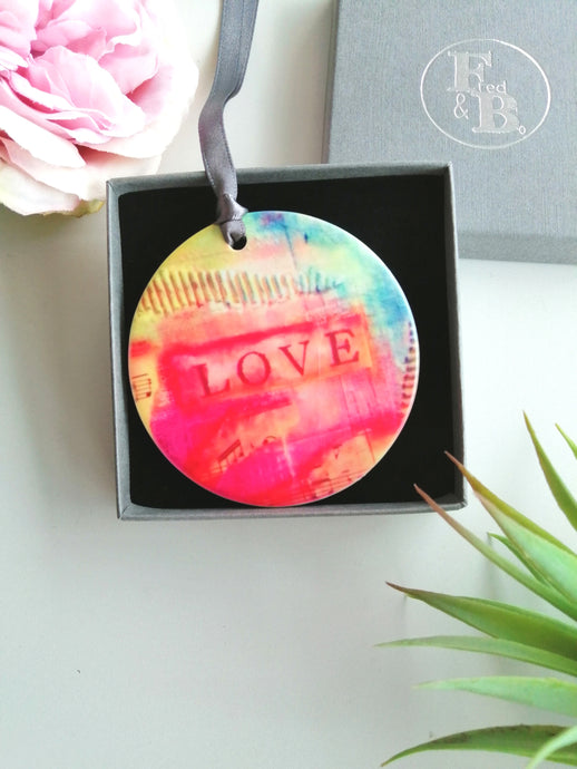 Love- Ceramic Hanging Decoration - Original Art by Bo