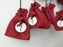 Advent Calendar - Red - Personalised with  mini sacks