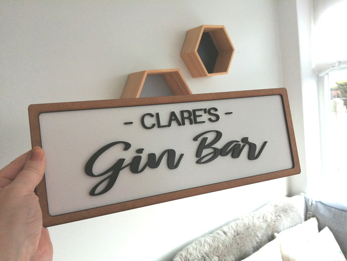 Personalised Gin Bar - Street Sign - Cursive Font