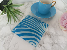 Blue Zebra Print - Glass Coaster