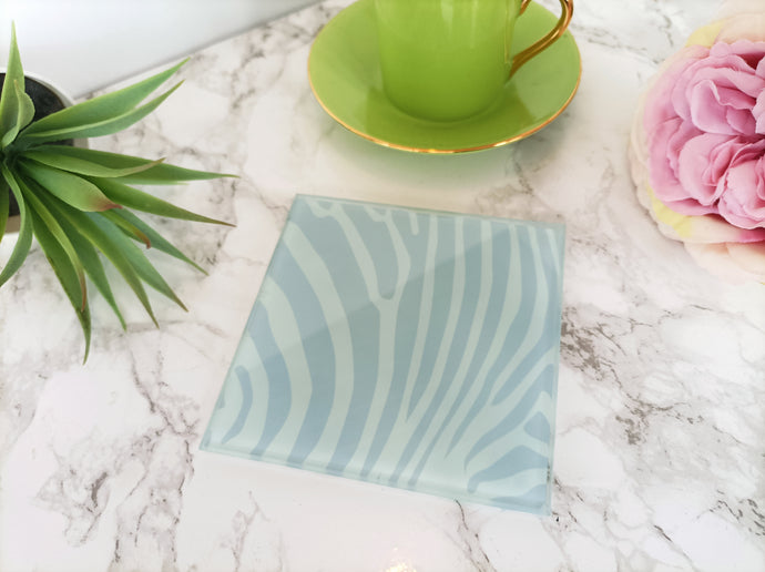 Grey Zebra Print - Glass Coaster