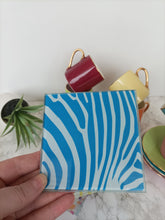 Blue Zebra Print - Glass Coaster