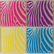 Colourful Zebra Print - Glass Coaster- set of 4