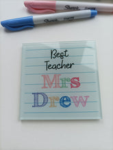 Note Paper Best Teacher Personalised Glass Coaster