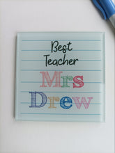 Note Paper Best Teacher Personalised Glass Coaster