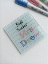 Note Paper Best Teacher Personalised Glass Coaster