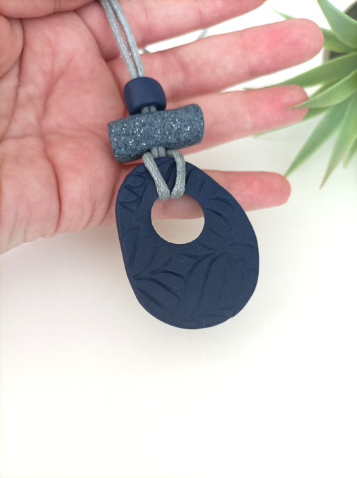 Induere Polymer Clay Statement Beaded Necklace | Zoe | Navy & Graphite