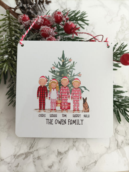 Festive Family Personalised Sign- Little Metal Hanging Plaque