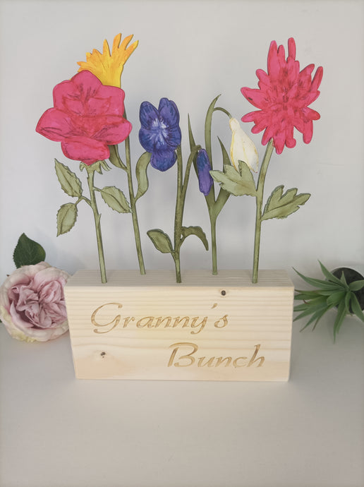 Birth Month Flower Gift x 5 Hand Painted Flowers Window Box