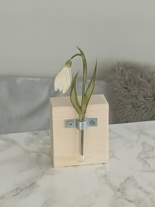 Laser Cut Wooden Snowdrop - Flower In A Test Tube - January