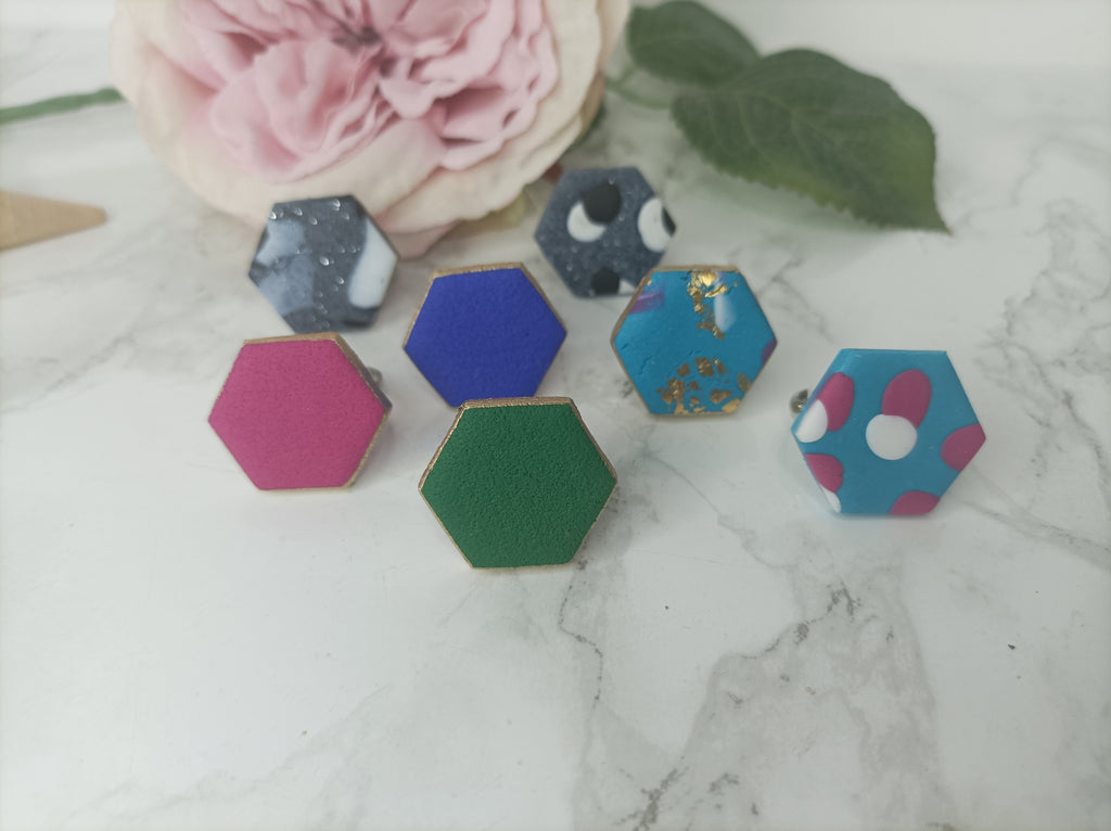 Hex Statement Ring Graphite marble – Fred And Bo