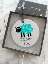 I Love EWE - Sheep - Ceramic hanging bauble - Fred And Bo